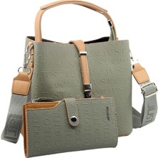 Just Polo Kilit Detaylı Kadın Kartlık ve Omuz Çanta Kombini PBU4002-1001