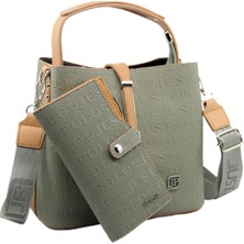 Just Polo Kilit Detaylı Kadın Kartlık ve Omuz Çanta Kombini PBU4002-1001
