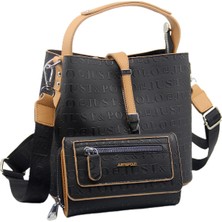 Just Polo Kilit Detaylı Kadın Kartlık ve Omuz Çanta Kombini PBU4002-1006