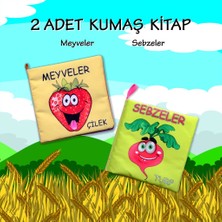 Tox 2 Kitap Tox Sebzeler ve Meyveler Kumaş Sessiz Kitap T113/T49 - Bez Kitap , Eğitici Oyuncak , Yumuşak ve Hışırtılı