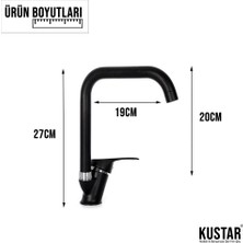 Kustar Kustar Oviedo Siyah Mutfak Evye Bataryası Delta Köşe Borulu