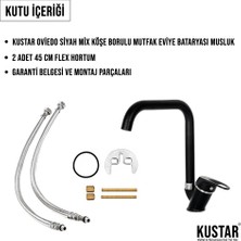 Kustar Kustar Oviedo Siyah Mutfak Evye Bataryası Delta Köşe Borulu