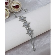Filigran Silver 925 Ayar Gümüş Otantik El Işçiliği Telkari Doğal Sky Blue Topaz Taşlı Kadın Bileklik