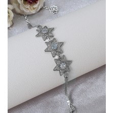 Filigran Silver 925 Ayar Gümüş Otantik El Işçiliği Telkari Doğal Sky Blue Topaz Taşlı Kadın Bileklik