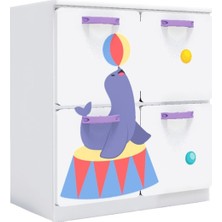 Woody Life 4 Çekmeceli Çocuk Odası Anaokulu Kreş Dolap Sirk Temalı