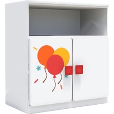 Woody Life 1 Raflı 2 Kapaklı Çocuk Odası Anaokulu Kreş Dolap Sirk Temalı