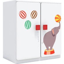 Woody Life 2 Kapaklı Çocuk Odası Anaokulu Kreş Dolap Sirk Temalı