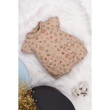 Babydola %100 Pamuk Çiçek Baskılı Kız Bebek Kısa Müslin Tulum