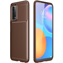 Kupa Huawei P Smart 2021 Kılıf Kamera Korumalı Karbon Desenli Slim Fit Leke Tutmaz Silikon Kapak