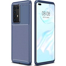 Kupa Huawei P40 Pro Kılıf Kamera Korumalı Karbon Desenli Slim Fit Leke Tutmaz Silikon Kapak
