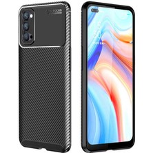 Kupa Oppo Reno 4 Kılıf Kamera Korumalı Karbon Desenli Slim Fit Leke Tutmaz Silikon Kapak