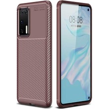 Kupa Huawei P40 Kılıf Kamera Korumalı Karbon Desenli Slim Fit Leke Tutmaz Silikon Kapak