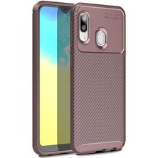Kupa Samsung Galaxy A20E Kılıf Kamera Korumalı Karbon Desenli Slim Fit Leke Tutmaz Silikon Kapak