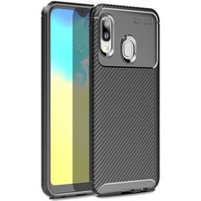 Kupa Samsung Galaxy A20E Kılıf Kamera Korumalı Karbon Desenli Slim Fit Leke Tutmaz Silikon Kapak
