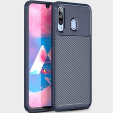 Kupa Samsung Galaxy M30 Kılıf Kamera Korumalı Karbon Desenli Slim Fit Leke Tutmaz Silikon Kapak