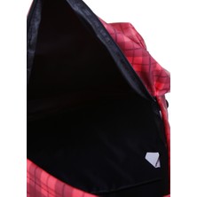 T-Box Kadın Kareli Kırmızı Sırt Çantası