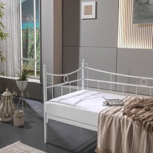 Bedliga Daily Daybed Tek Kişilik Sedir Divan Metal Karyola Beyaz