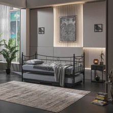 Unimet Daily Yavrulu Karyola Daybed Tek-Çift Kişilik Metal Karyola Siyah