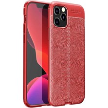 CoverZone iPhone 13 Pro Max Kılıf Niss Silikon Deri Görünümlü Kırmızı