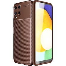 CoverZone Galaxy M32 Kılıf Karbon Delüx Tpu Silikon Kahverengi