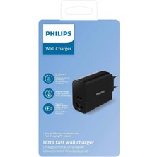 PHILIPS DLP2621 USB-A & USB-C 30W PD Şarj Adaptörü Siyah