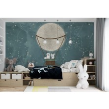 Duvar Kağıdı Marketi Gökyüzünde Balonla Uçan Köpek Desenli 3D Duvar Kağıdı