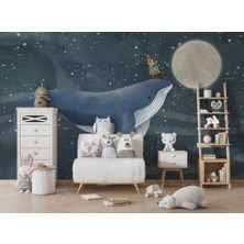 Duvar Kağıdı Marketi Balinanın Üstünde Giden Çocuk Desenli 3D Duvar Kağıdı