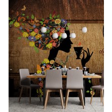 Duvar Kağıdı Marketi Cafe Menü Desenli 3D Duvar Kağıdı