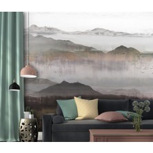 Duvar Kağıdı Marketi 3D Dağ Manzaralı Eskitmeli Duvar Kağıdı