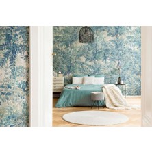 Duvar Kağıdı Marketi Mavi Tonlardaki Küçük Ağaç Desenli 3D Duvar Kağıdı