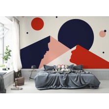 Duvar Kağıdı Marketi 3D Dağ Figürlü Mavi Renkli Duvar Kağıdı