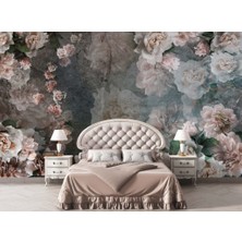 Duvar Kağıdı Marketi Eskitmeli Gül Desenli 3D Duvar Kağıdı