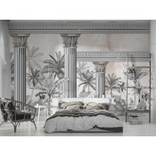 Duvar Kağıdı Marketi Kale Içindeki Tropikal Desenli 3D Duvar Kağıdı