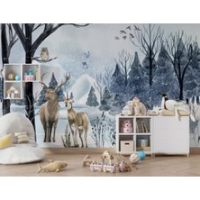 Duvar Kağıdı Marketi Kardaki Geyikli 3D Duvar Kağıdı
