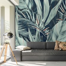 Duvar Kağıdı Marketi Farklı Çeşit Yapraklı Bitki Desenli 3D Duvar Kağıdı