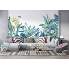 Duvar Kağıdı Marketi 3D Çok Çeşit Kuş, Ağaç ve Çiçek Desenli Tropikal Duvar Kağıdı