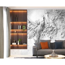 Duvar Kağıdı Marketi Kuş Işleme Desenli 3D Duvar Kağıdı