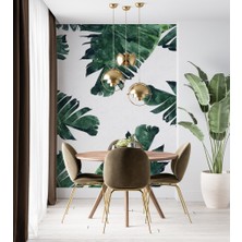 Duvar Kağıdı Marketi Geniş Yapraklı Bitki Desenli 3D Duvar Kağıdı