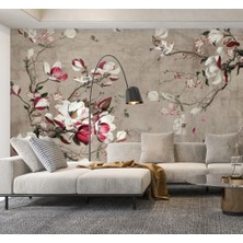 Duvar Kağıdı Marketi Kırmızı ve Beyaz Gül Desenli 3D Duvar Kağıdı