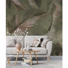 Duvar Kağıdı Marketi Büyük Yaprak Desenli 3D Duvar Kağıdı