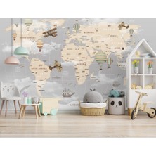 Duvar Kağıdı Marketi Ölçekli Çocuk Haritalı 3D Duvar Kağıdı