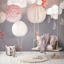 Duvar Kağıdı Marketi Balon ve Bulut Desenli 3D Duvar Kağıdı