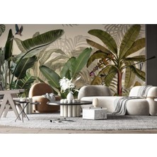 Duvar Kağıdı Marketi 3D Geniş Yapraklı Ağaç ve Orman Desenli Tropikal Duvar Kağıdı