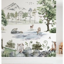 Duvar Kağıdı Marketi 3D Ormandaki Geyikler Duvar Kağıdı