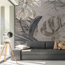Duvar Kağıdı Marketi Yaprak ve Çiçek Desenli 3D Duvar Kağıdı