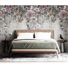 Duvar Kağıdı Marketi Yukardan Salkılmış Çiçekler 3D Duvar Kağıdı