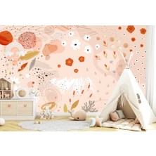 Duvar Kağıdı Marketi 3D Pembe Renkli Soyut Çicekli Duvar Kağıdı