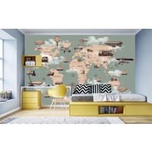 Duvar Kağıdı Marketi Ölçekli Kahverengi Çocuk Haritası 3D Duvar Kağıdı
