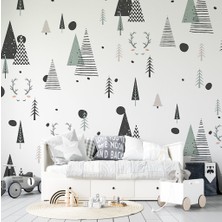 Duvar Kağıdı Marketi Tek Tek Ağaç Desenli 3D Duvar Kağıdı