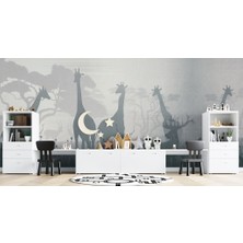 Duvar Kağıdı Marketi Zürafa ve Geyik Gölge Desenli 3D Duvar Kağıdı